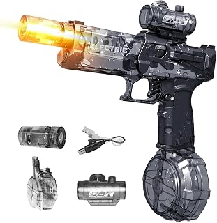 Woyuosn Ultimate Battle Blaster Electric Water Guns with Realistic Gun Muzzle Flame High Capacity Squirt Guns Summer Outdoor Beach Swimming Pool Party Toy for Adult Kid(Black)