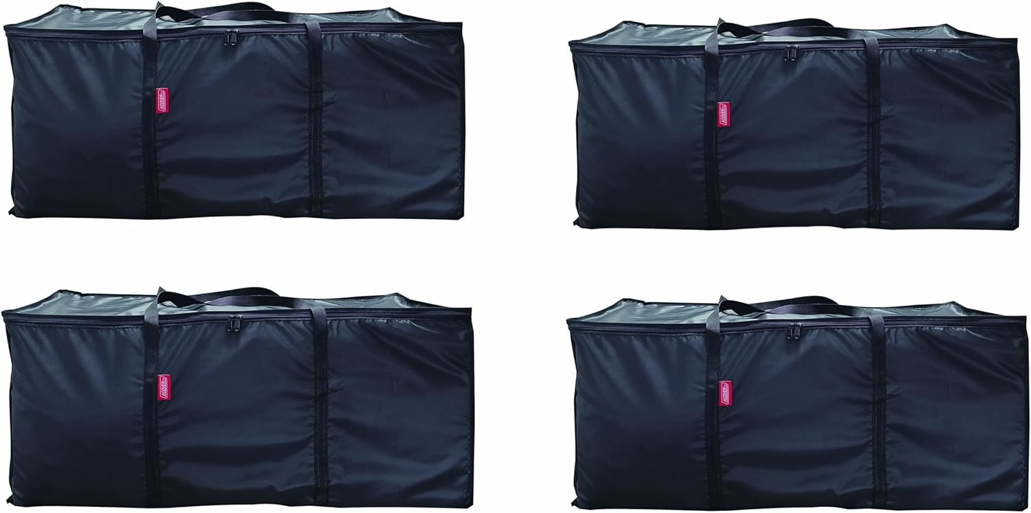 Large Moving Bags 4 Pack Black Heavy Duty Totes For Storage, Wrap Around Handles, Storage Bags for Space Saving