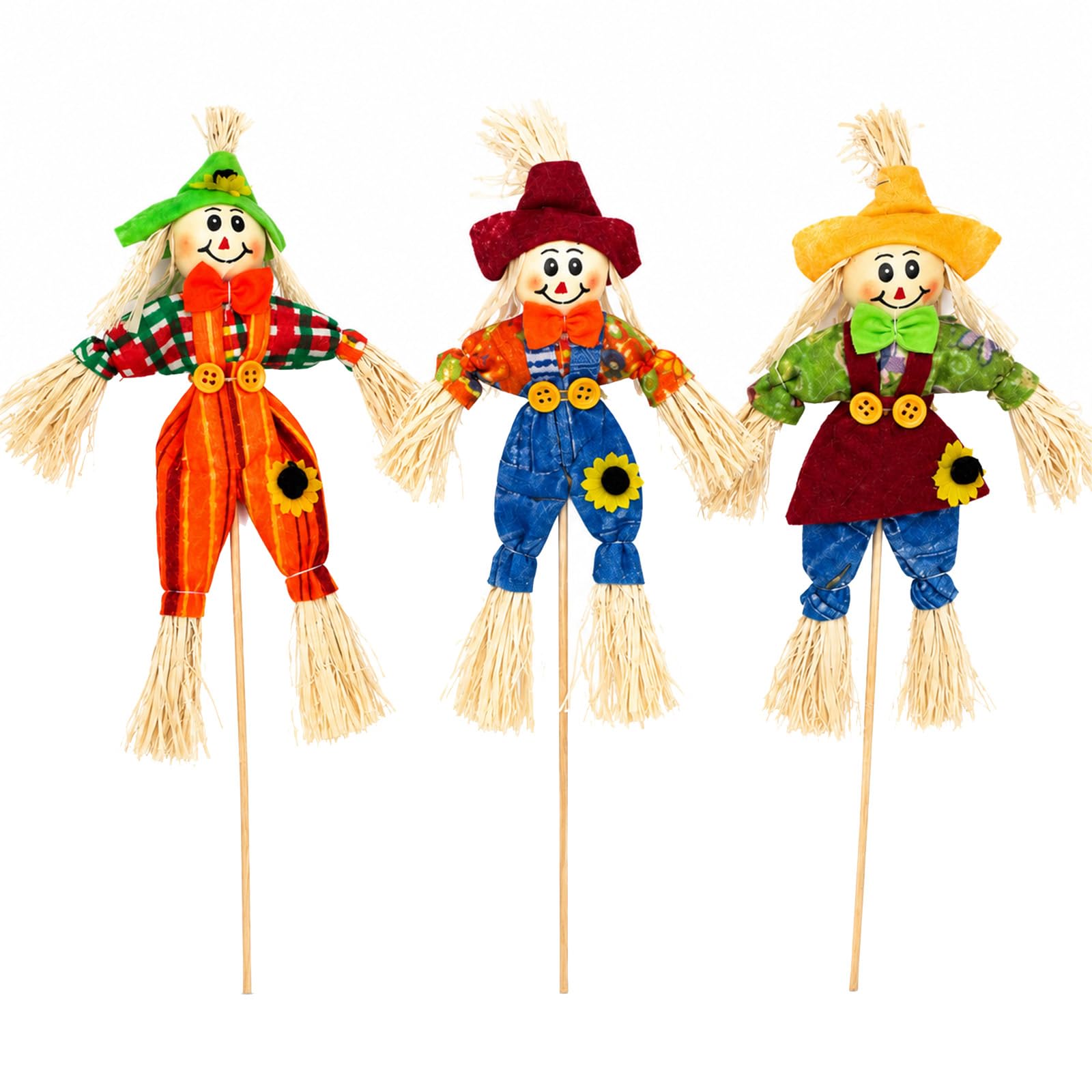 Cute Autumn Decorations, Halloween Scarecrow for Garden Lawn - 3 Pack