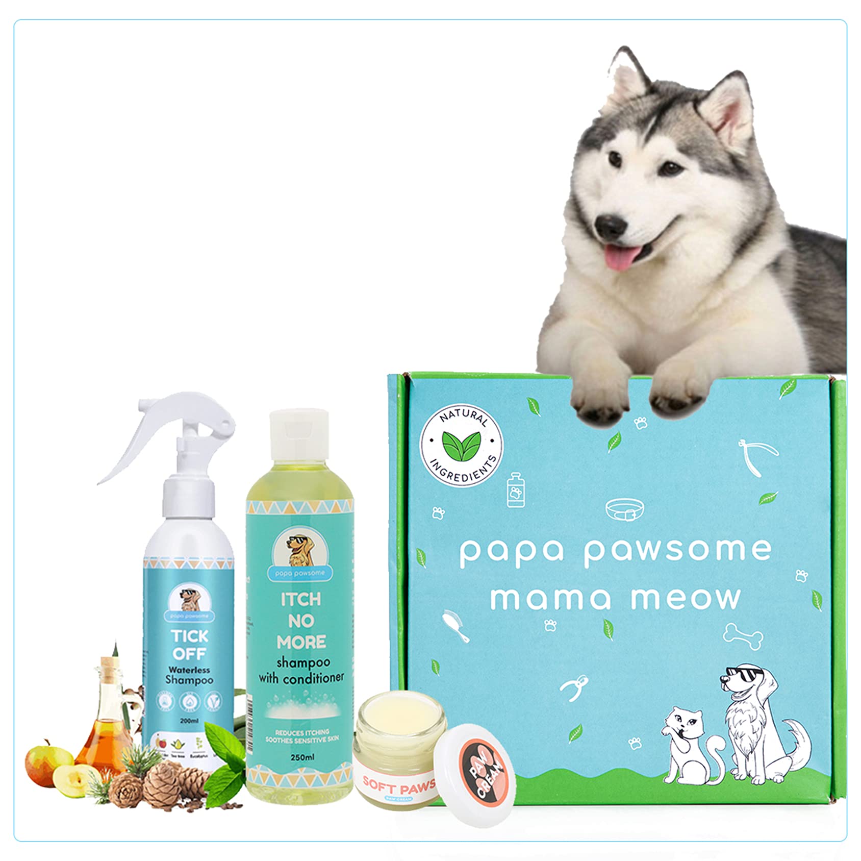 Buy Papa Pawsome Long/Drop Coat Husky Easy Peasy Grooming Kit Itch