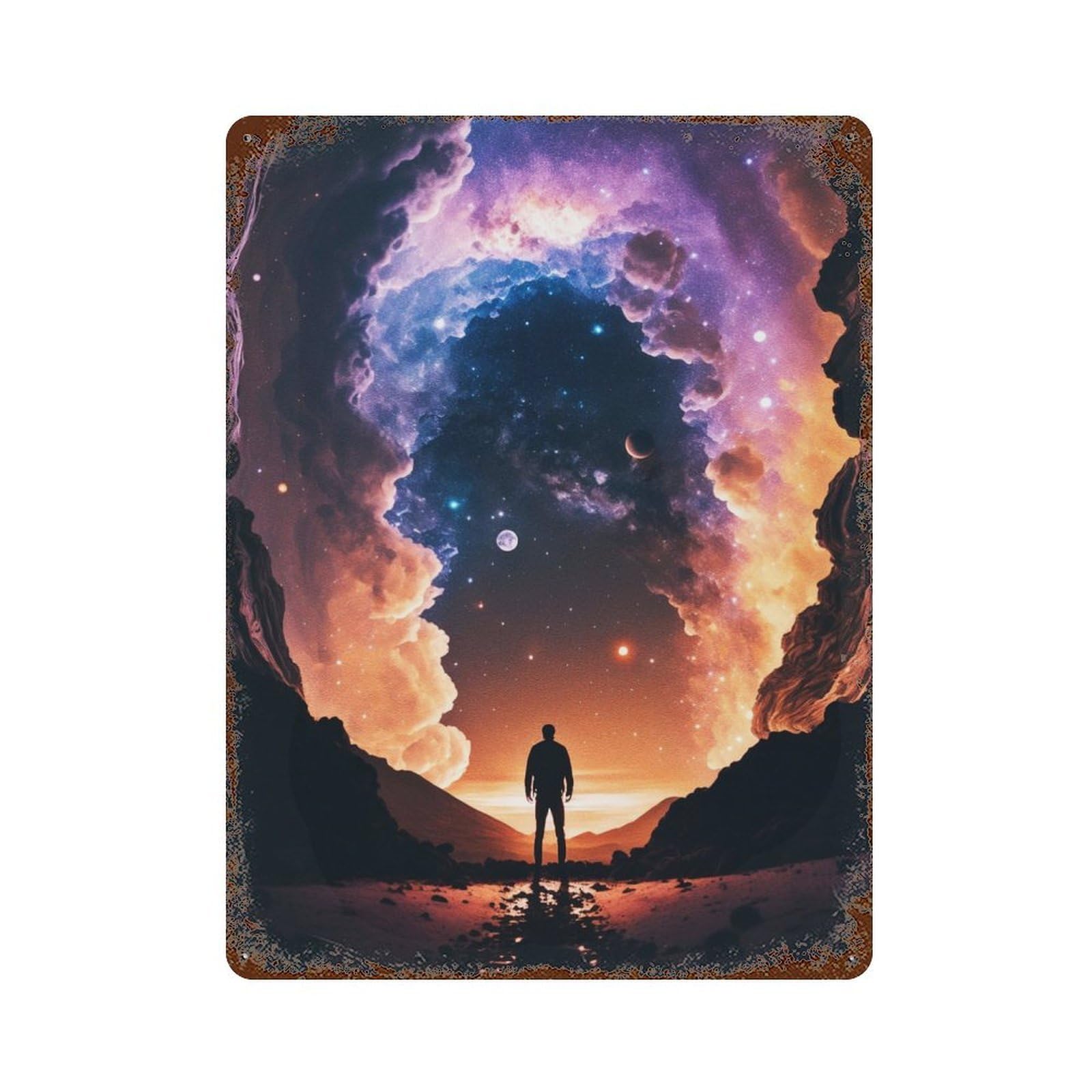 Fantasy Cosmic Illusions Vintage Rust Metal Sign 15.7"x11.8", for Basement, Hobby Room And Garage Decor, Farmhouse Wall Decor