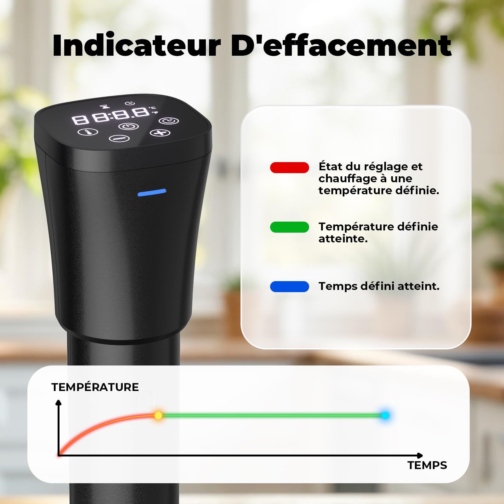 Cuiseur Sous Vide Thermoplongeur Cuisson Sous Vide avec Fonction de Réservation 1000W Calculateur d'Immersion Cuisinière Thermostat Réglable pour un Contrôle Précis de la Température