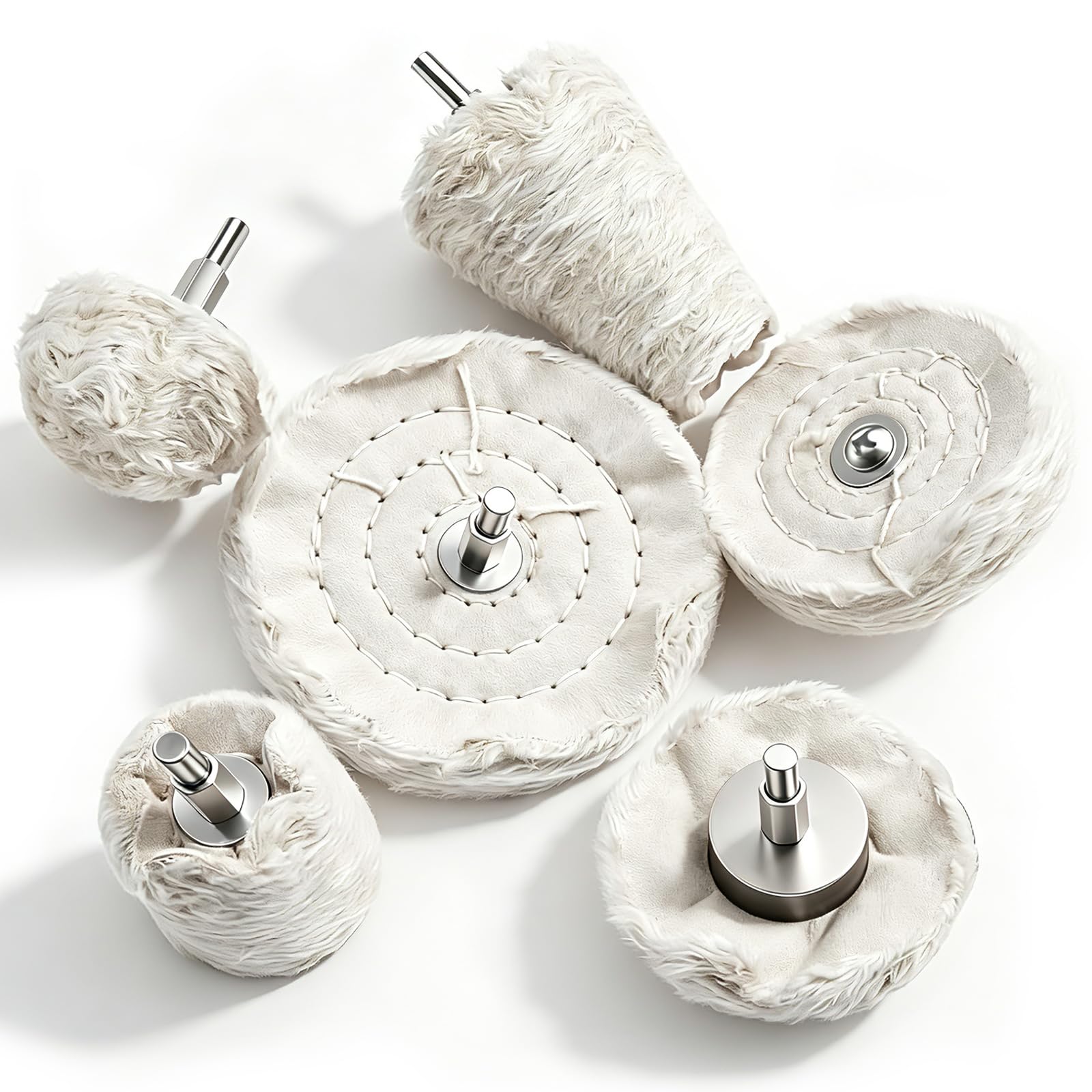 Tnisesm 6Pcs Buffing Wheel Kits,Polishing Wheels Buffing Pads for Drill for Metal Aluminum,Stainless Steel, Chrome, Jewelry, Wood, Plastic, Ceramic, Glass,etc-picture-14