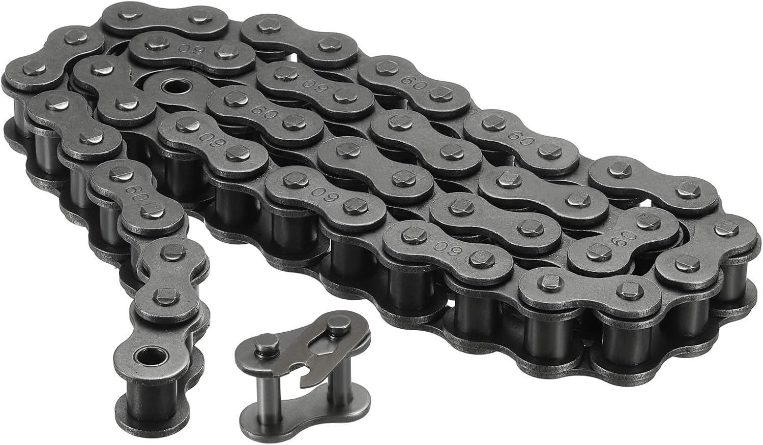 uxcell #50/10A-1 Roller Chain 3 Feet 5/8" Pitch Carbon Steel Roller Chains with Free Master Connector Link for Excavators, Tractors, 57 Links