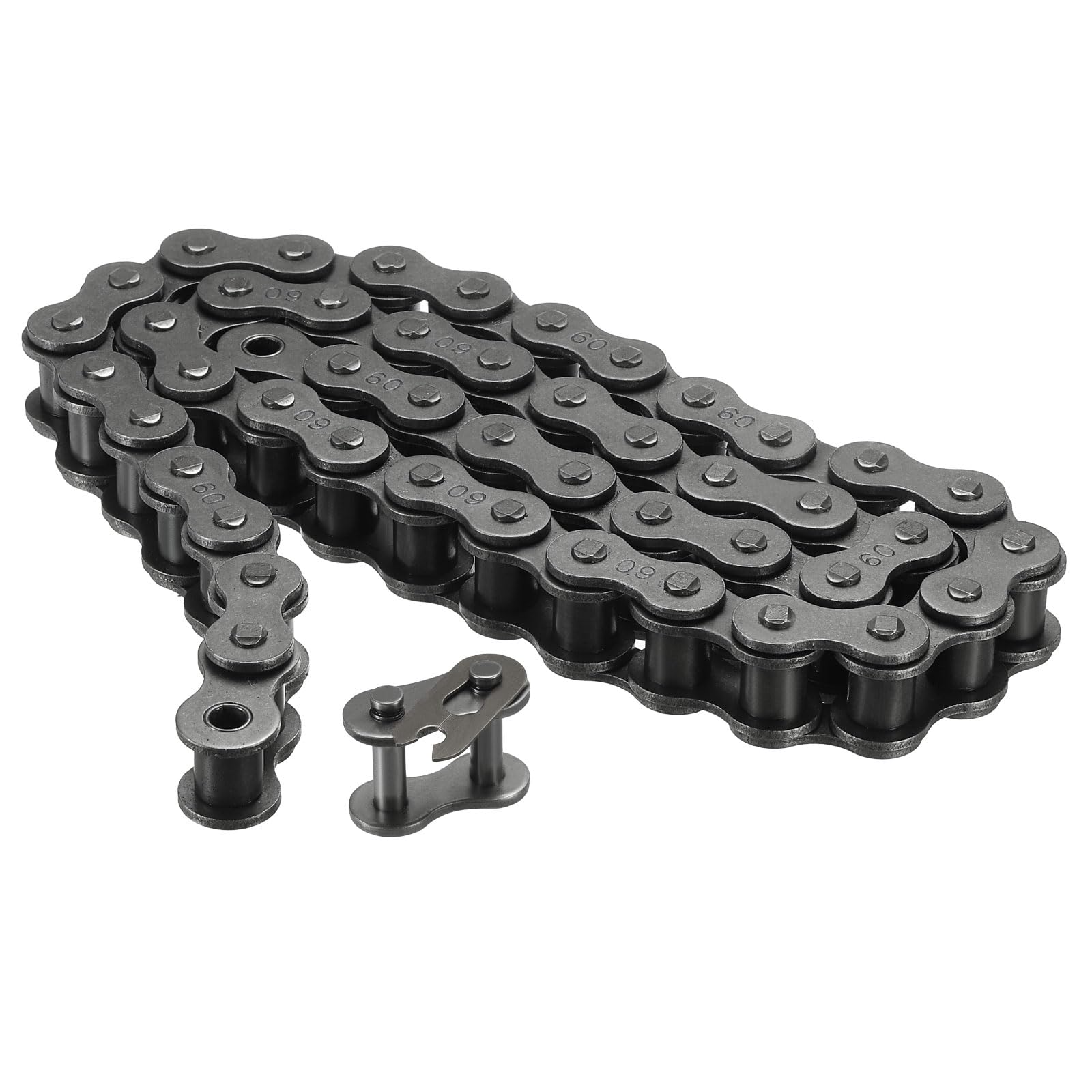 QUARKZMAN Chaîne à Rouleaux #60/12A-1 de 3 Pieds, Pas de 3/4", en Acier au Carbone, avec Maillon de Connexion Maître Gratuit pour Excavateurs, Tracteurs, 48 Maillons