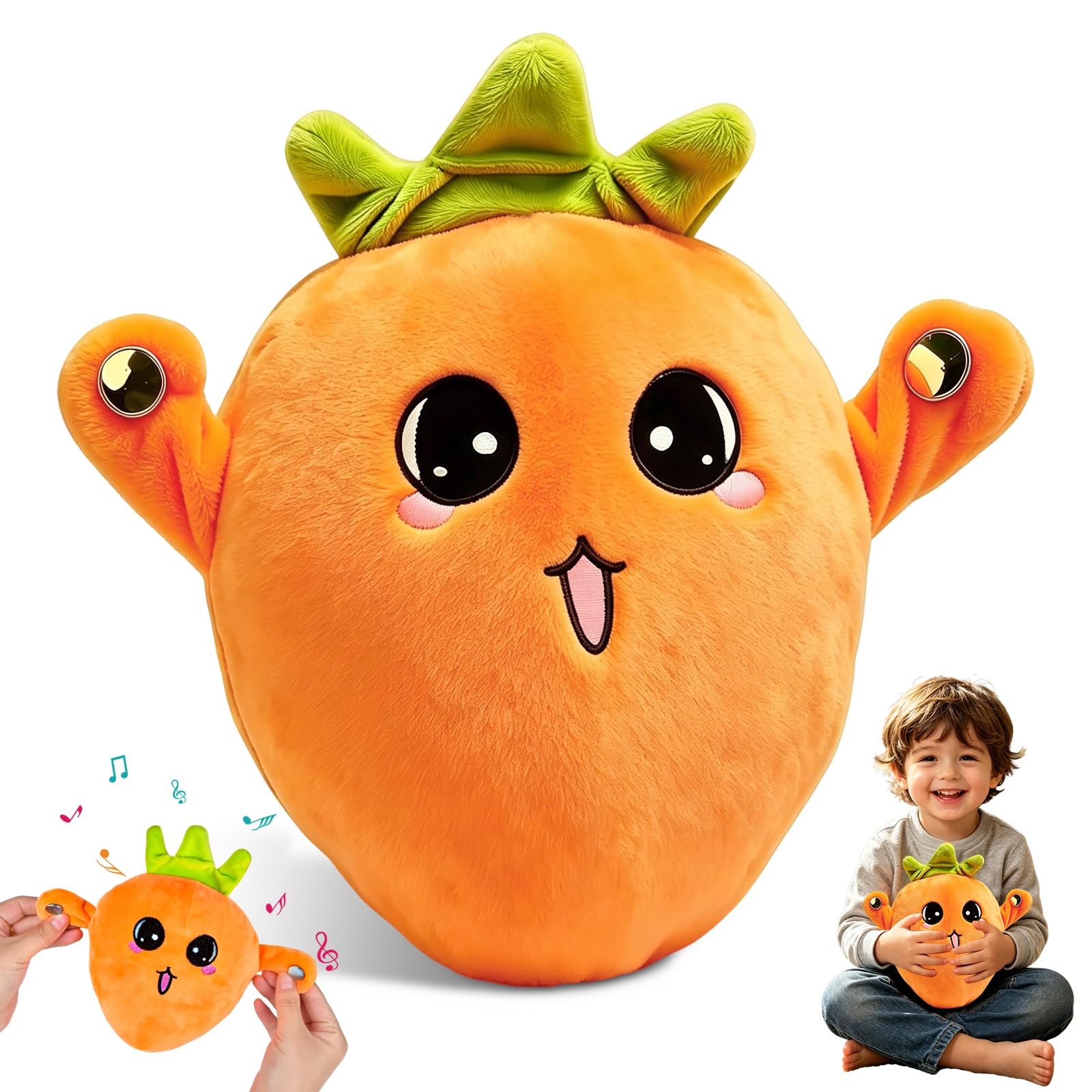 Ruichi Interactive Music Plush Toy, Stuffed Vegetable Music Piano Toy, Educational Sensory Singing Doll with Piano and Fruit Metronome Sounds, for Early Learning, Parent-Child Play, Birthday Gift