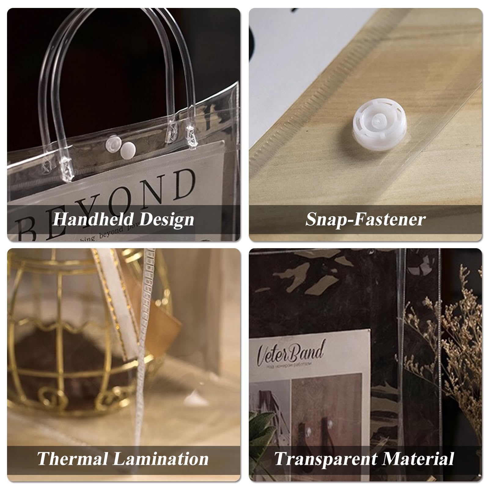 DASIAUTOEM 25 Pièces Sacs Cadeaux Transparents Avec Poignées, Réutilisables Sacs Cadeaux