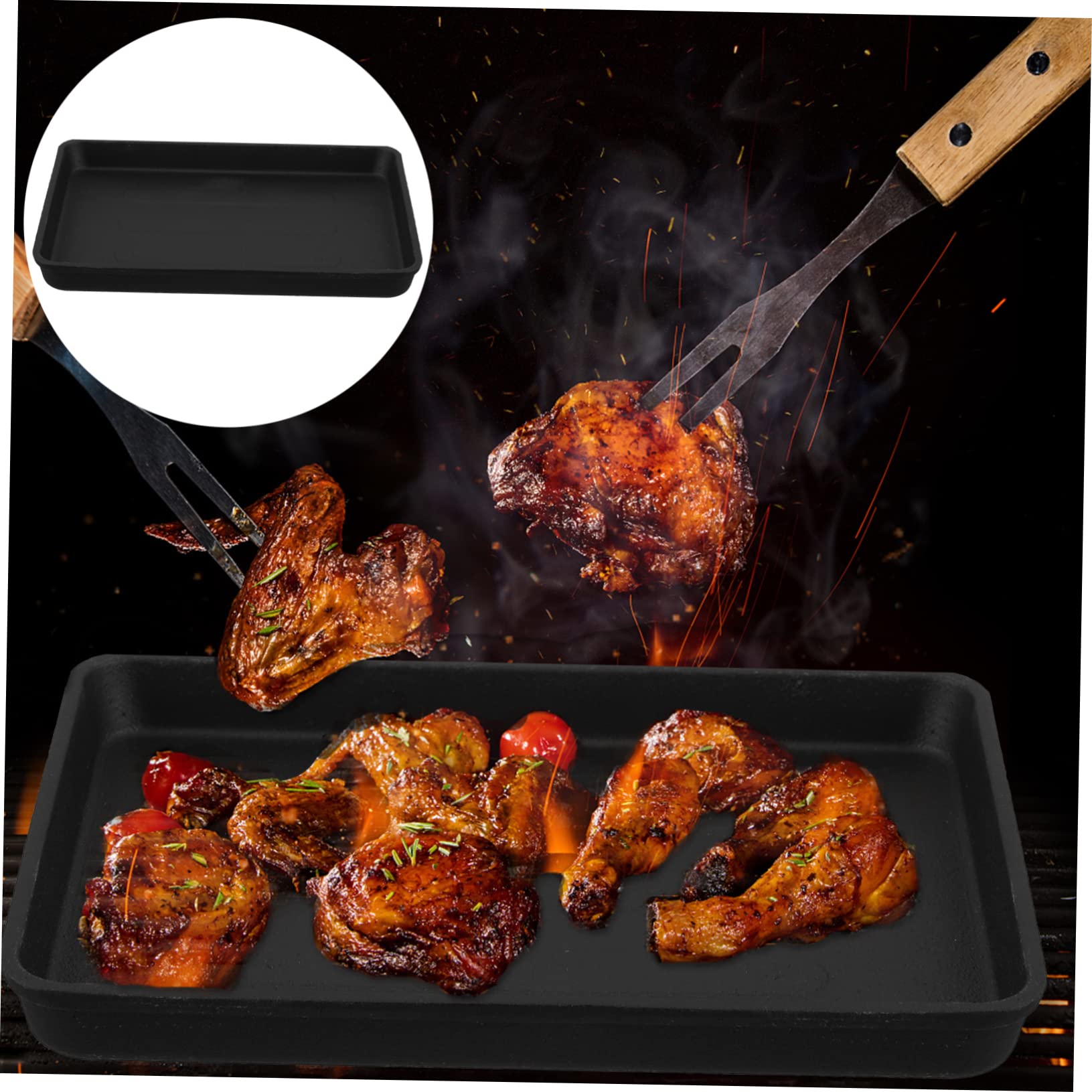 Plaque De Barbecue Épaisse En Fonte 7.68X5.71X0.79 Pouces Plaque Plancha Portable Pour Grillades Extérieures Cuisine Facile À Nettoyer