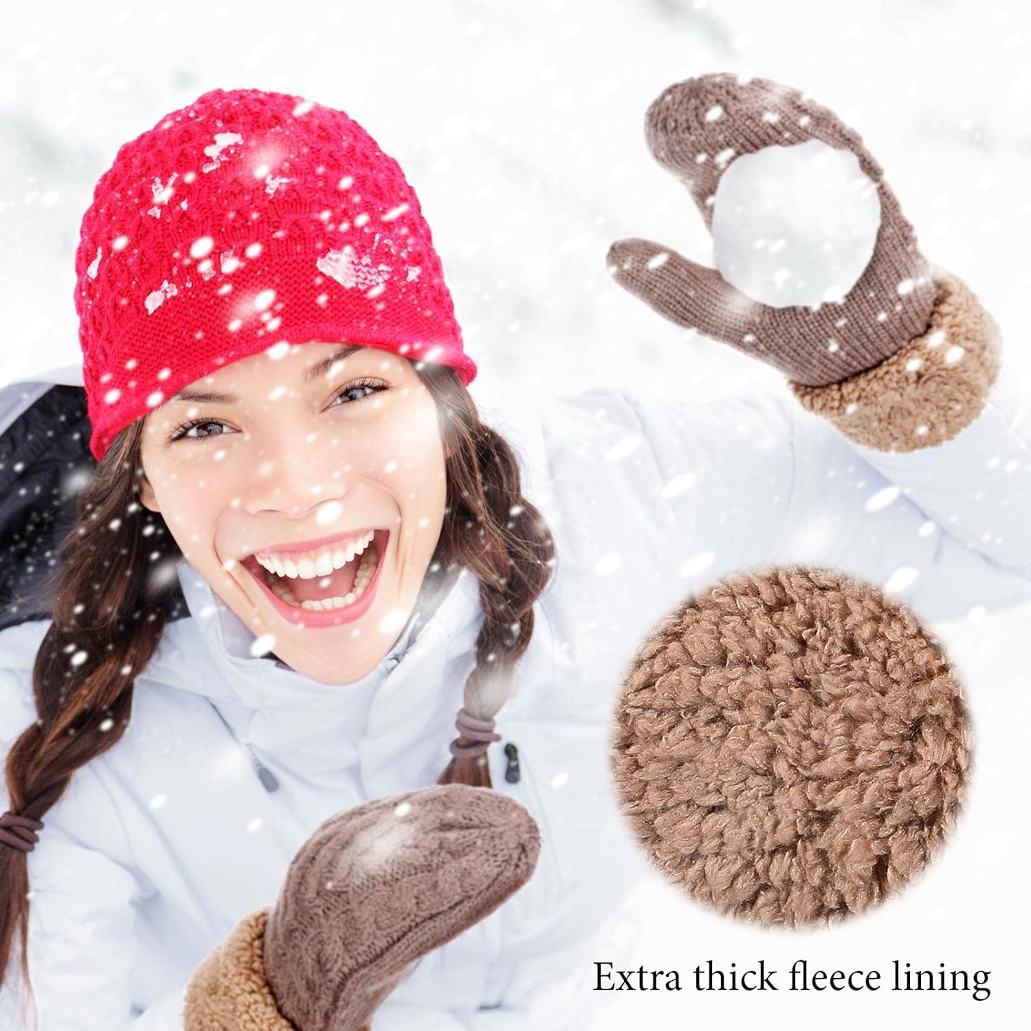 Janmercy 8 Pairs Winter Mittens for Women Warm Knit Fleece Cozy Thick Thermal Wool Gloves Gifts for Cold Weather - Image 4