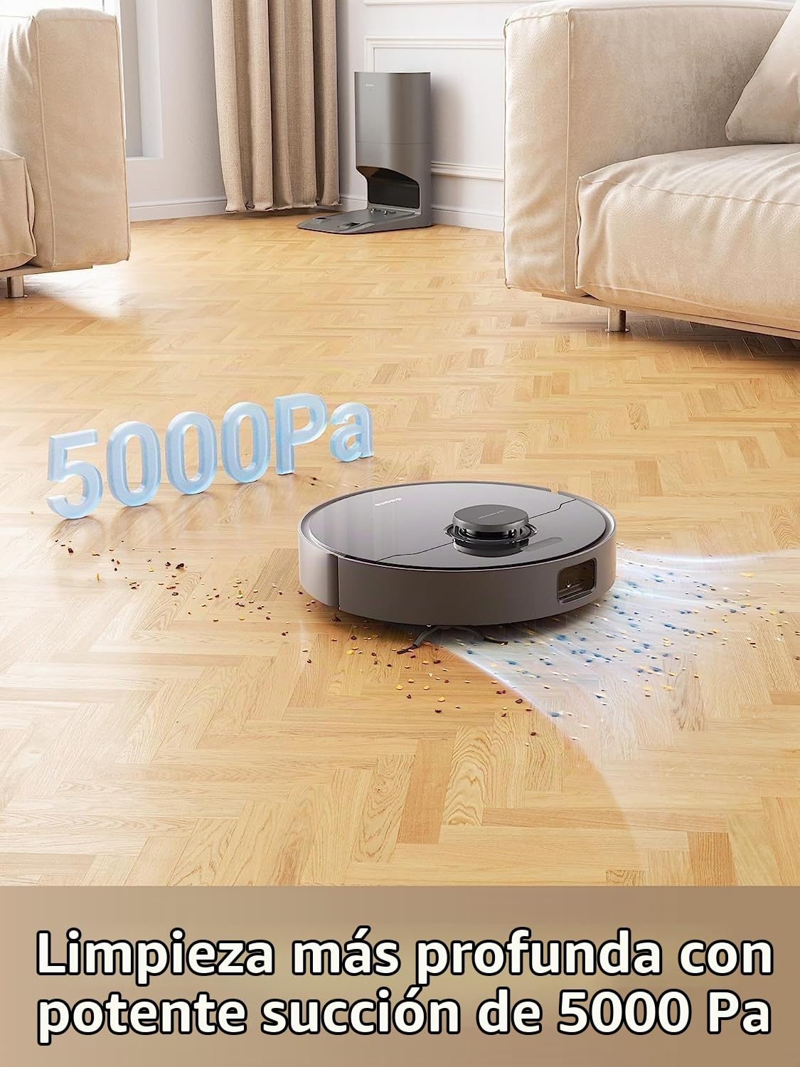 DREAME D10s Plus Robot Aspirador y Friegasuelos con Vaciado Automático DualBoost 1.0, AI Action, LDS, 5.000Pa, Autonomía de 280 min, Videovigilancia y Control de la App para Alfombras y Más