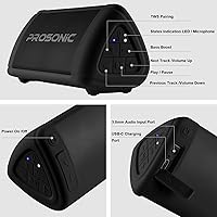 Vista 8 de Prosonic BT3 - Altavoz Bluetooth inalámbrico portátil con sonido estéreo de 10 W y refuerzo de graves - Sonido rico y graves intensos - Bluetooth