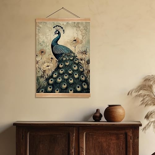 Miniatura 4 de ZTGDA Póster vintage de lienzo de lino con marco de madera, pájaro botánico clásico para colgar en la pared para dormitorio, sala de estar,