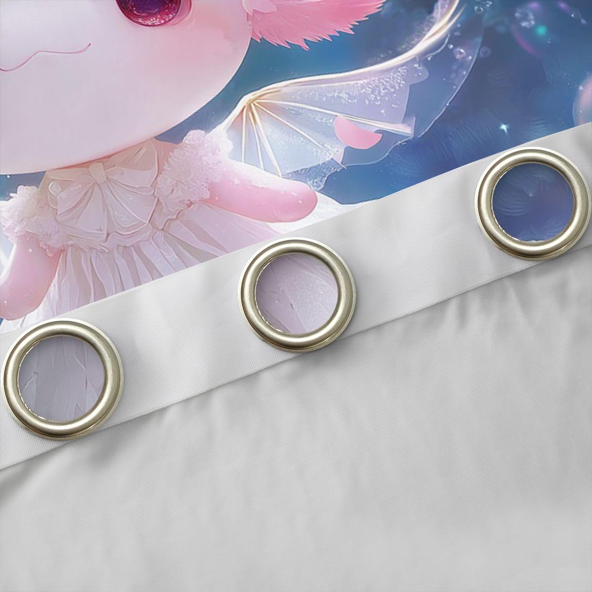 Homemissing Tende oscuranti Princess Axolotl con salamandra in stile cartone animato, tende oscuranti per soggiorno, decorazione per soggiorno, motivo creatura marina, isolamento termico, romantiche