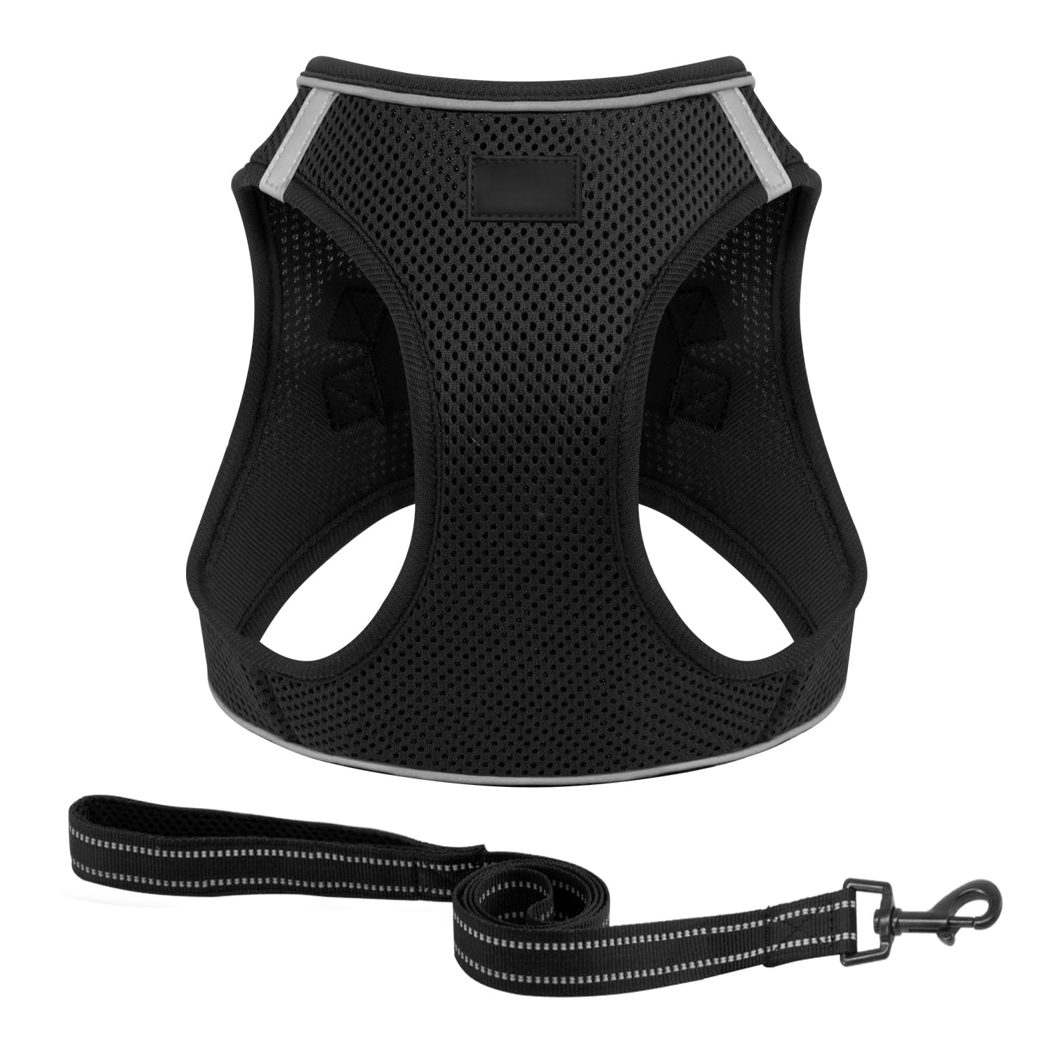 Black Dog Harness, Puppy Harness for Small Medium Dogs & Cats, No Pull Harness for Walking| Running|Training, Double D-Rings Reflective Strip,Mesh Fabric-Black XS