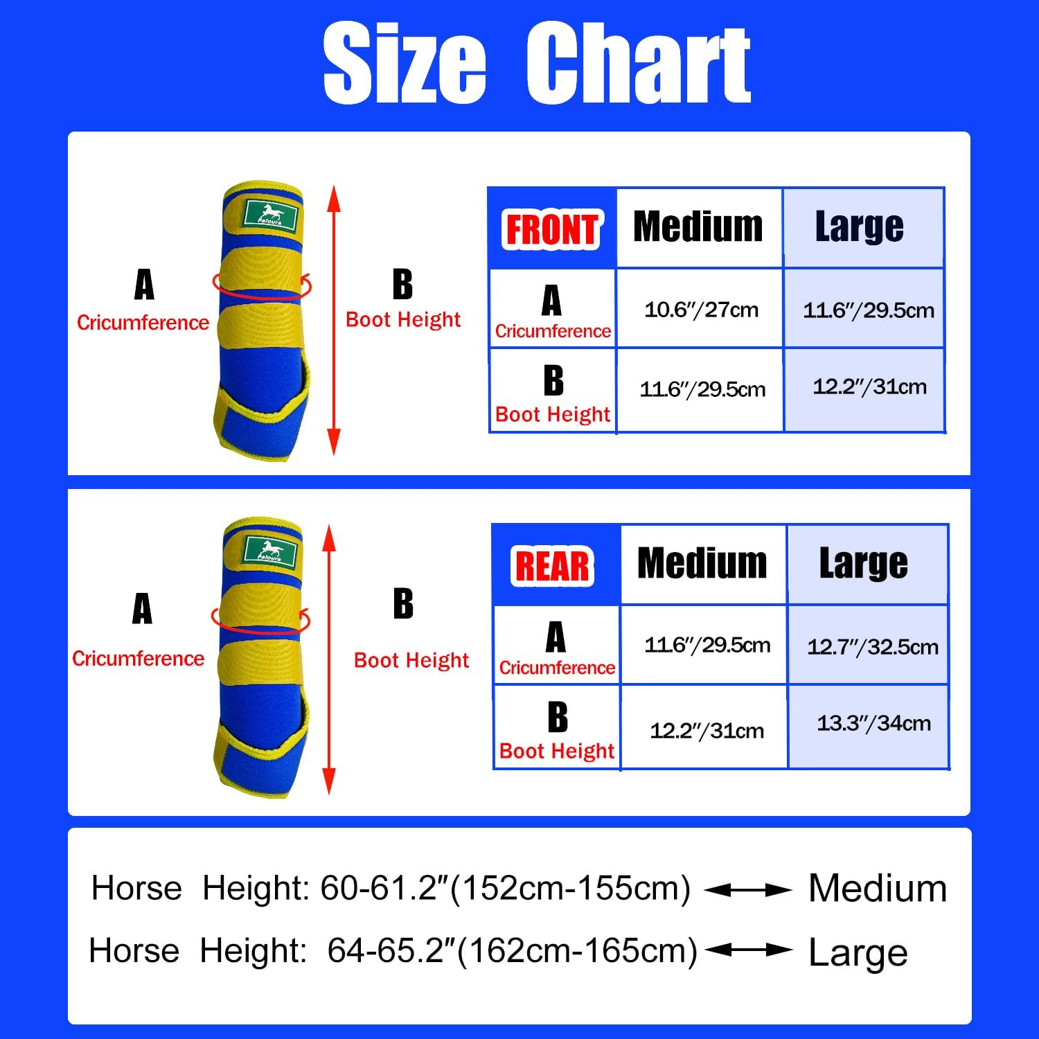 Equine Sport Horse Boots Set of 4 – Neoprene Leg Protection with Durable Hook & Loop Straps, Breathable & Comfortable Fit for Training, Riding, and Performance（Blue, Medium）