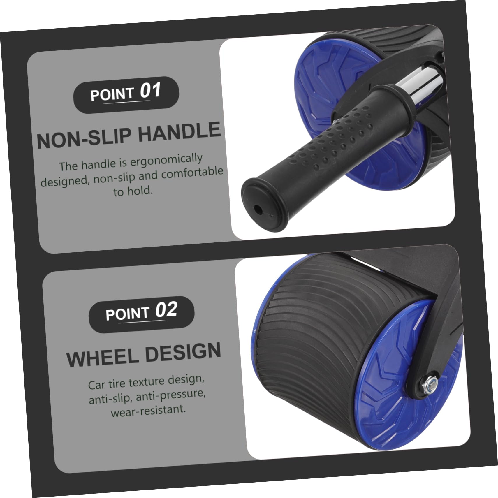 Toyvian Rueda para Abdominales con Rebote Automático, Textura Antideslizante y Diseño Portátil, 1 Set para Entrenamiento en Casa