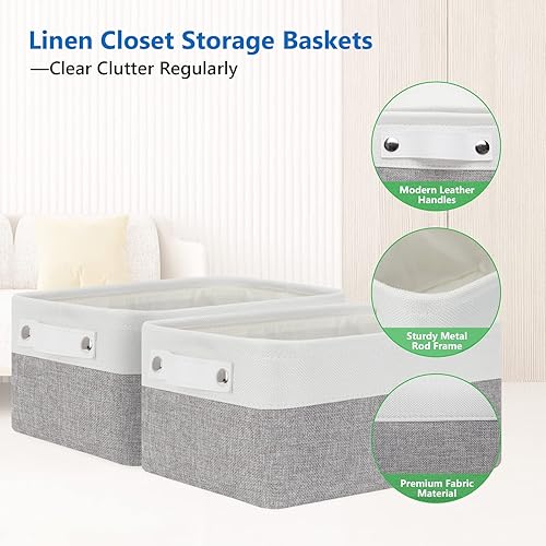 Miniatura 3 de Bidtakay Cestas de almacenamiento para estantes, cubos de almacenamiento azul marino para juguetes para perros 4 unidades Cestas de almacenamiento