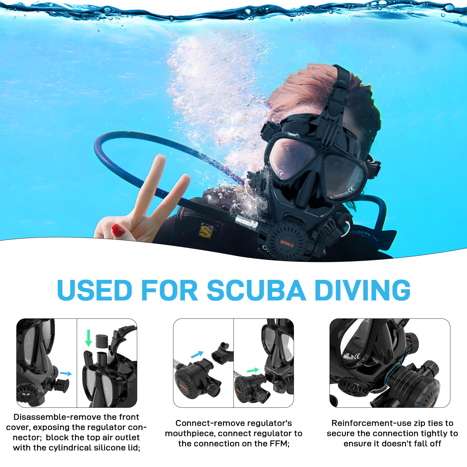 Maschera Subacquea Integrale Con Supporto Camera - Vista 180° Per Immersioni - Foto 4