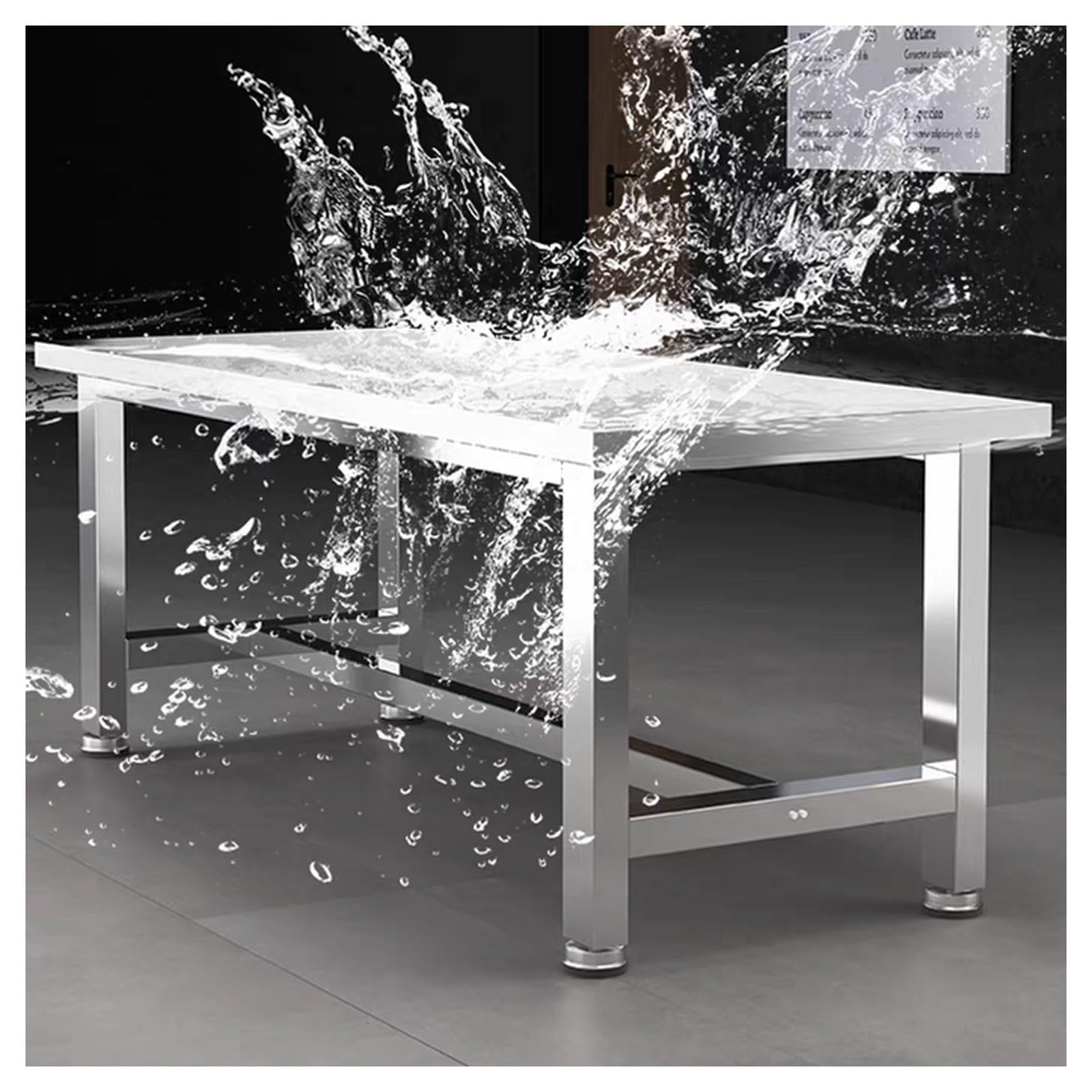 Tavolo da lavoro in acciaio inox resistente con piedini regolabili, tavolo da imballaggio multifunzionale, facile da installare, impermeabile e antiruggine, ideale per fabbriche