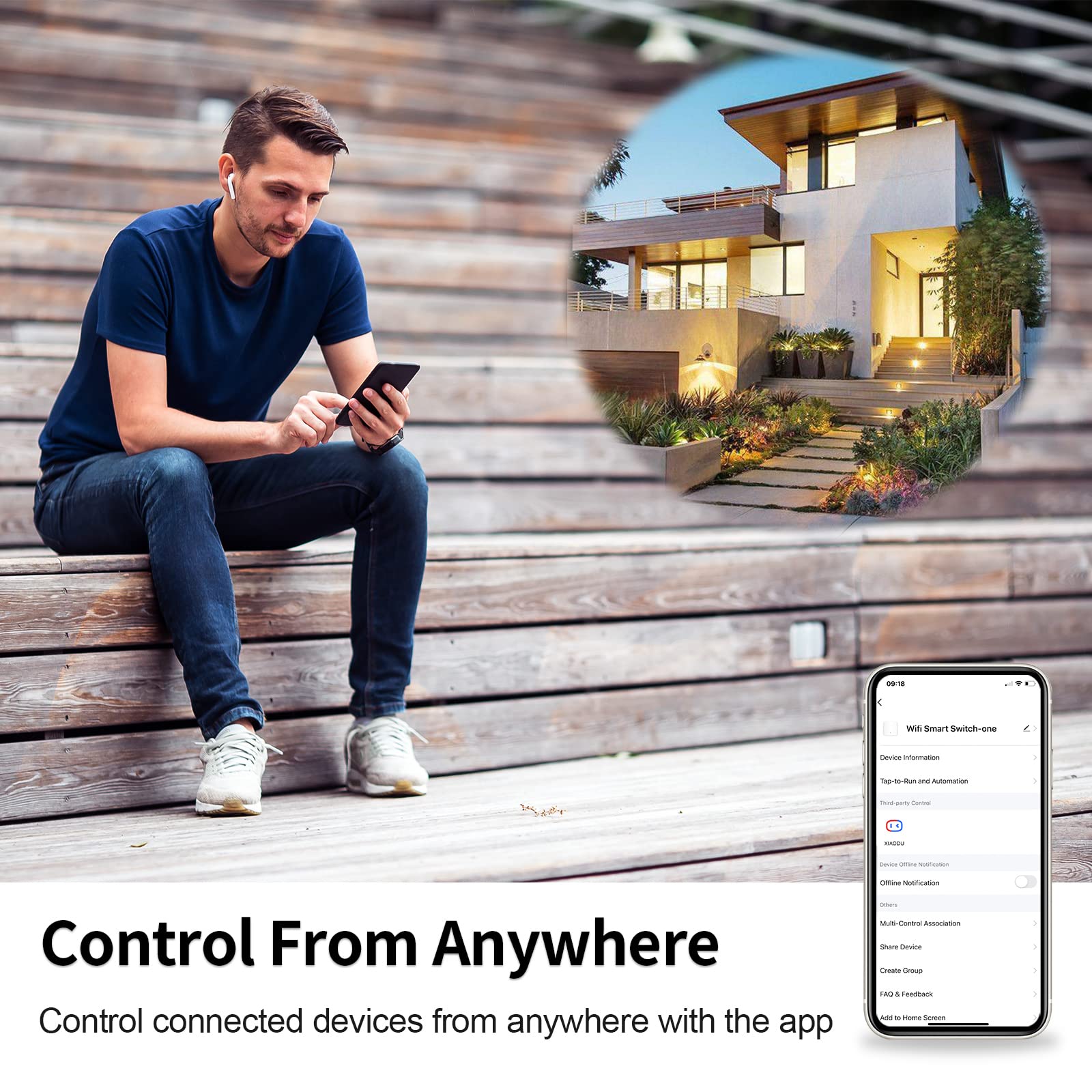 JIMEIDA Smart Wlan Touch Interruttore della luce con presa USB in bianco, presa in vetro con ricarica rapida (tipo A e tipo C, 5 V/3.1 A), pannello in vetro, interruttore luce 1 marcia