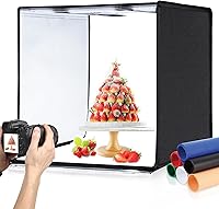 PULUZ 24x24 Inch Professional Light Box Photography Studio - Dimmable 120 LED Lights, 6 Backdrops, High CRI for Jewelry Food Product Shots