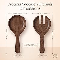 Vista 9 de Golden Ratio - Juego de ensaladera de cristal grande, cuenco de servir ensalada con utensilios de madera de acacia y base, para cenas