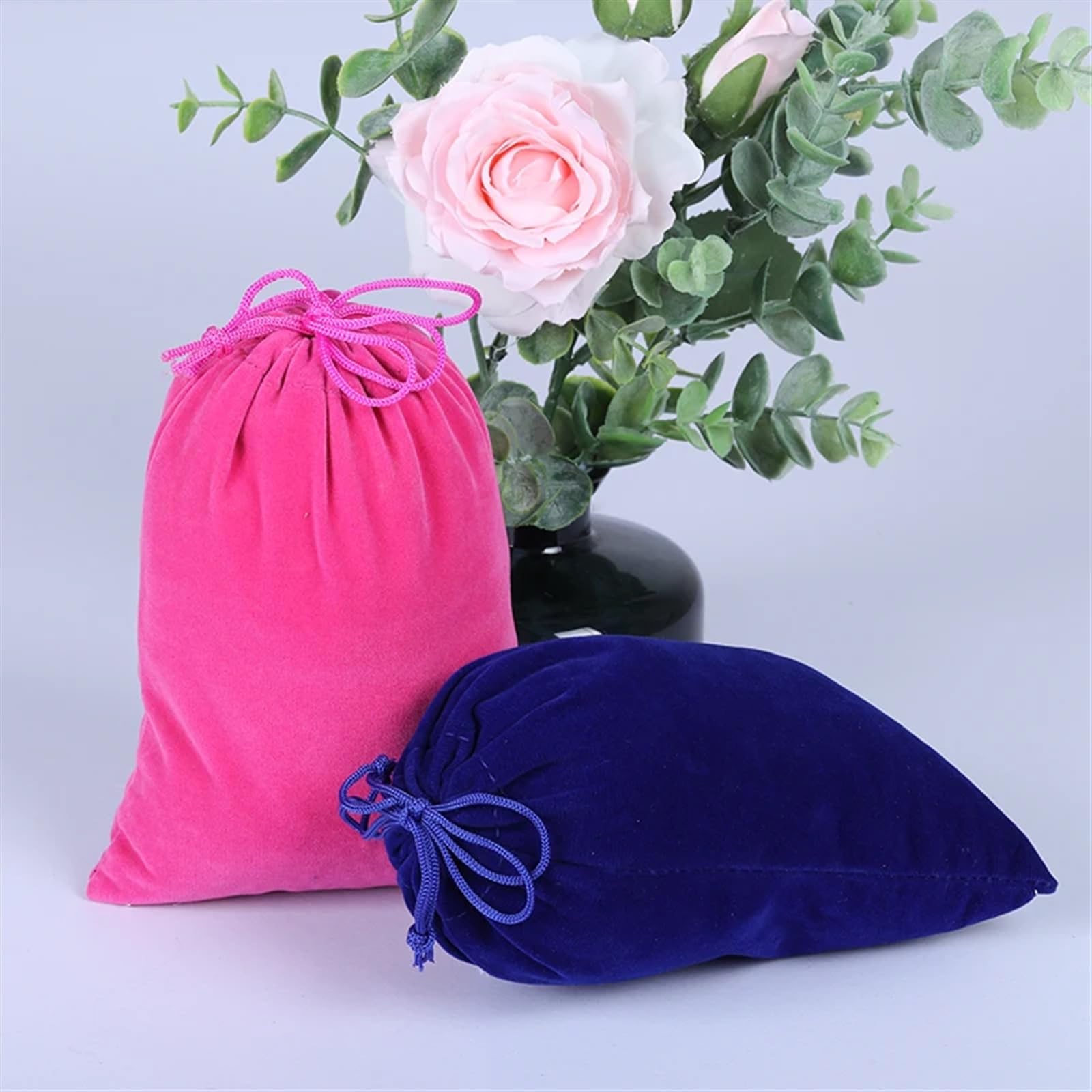 10 Stück Schmuckverpackung und Organizer, Hochzeitsbevorzugungsbeutel, Schmuckbeutel, Samt-Geschenkbeutel mit Kordelzug, Baumwollbeutel(Gray,30X40_15.5X10.5X8.5CM)