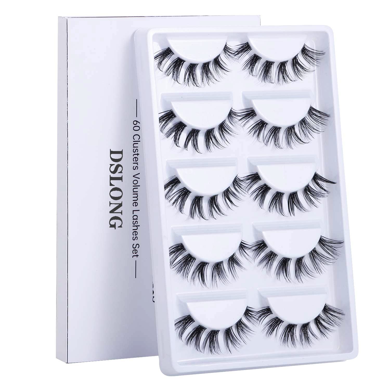 DSLONG Cluster Lashes, DIY Lash Extensions Individual Lash, Manga Lashes Natural Look Clear Band Anime Lashes, 60 Clusters Volume Lashes Set Individual Eyelash Extensions