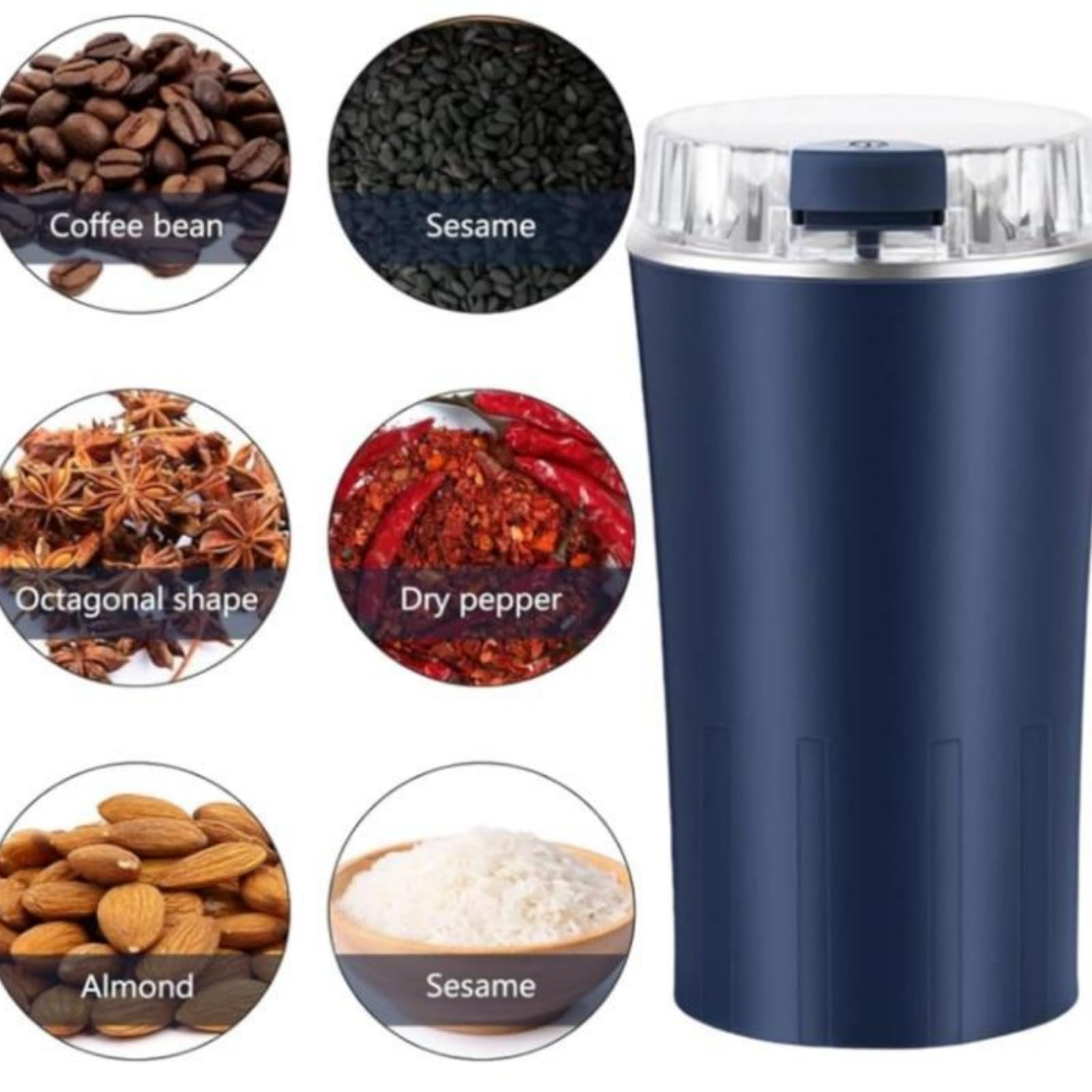 Household Superfine Grinder, Multi-grain Blending & Powdering Machine, Electric Spice Grinder, for Coffee Beans Spices Seasoning Pepper Herbs Nuts Seed Grain (1, black) — view 6