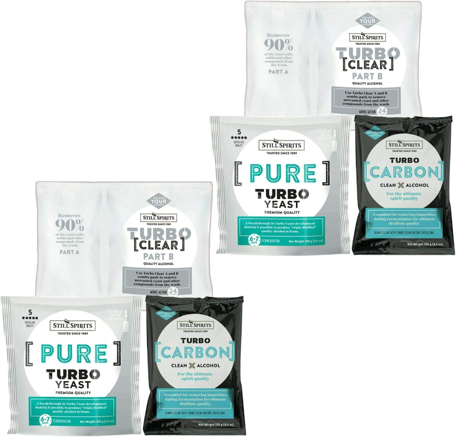 Still Spirits 2x Pure Turbo Yeast, TurboClear, Liquid Carbon