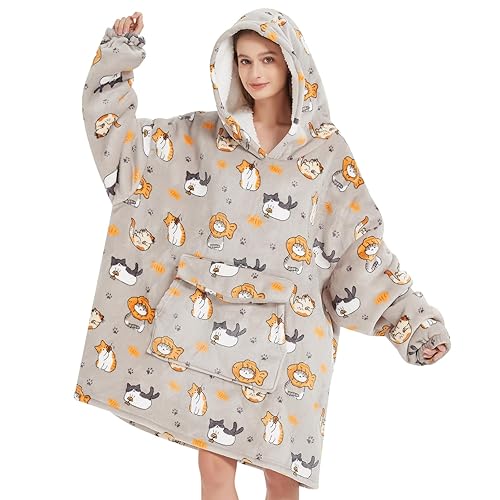 Wearable Blanket Hoodie for Adult,Oversized Sherpa Fleece Blanket Hoodie for