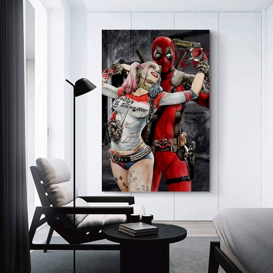 フィフティーズ　ハーレークイーン　壁掛け Amazon｜ハーレイ・クイン壁紙アートポスター キャンバス 壁