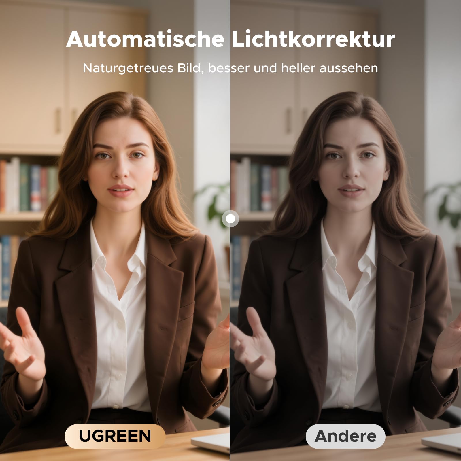 UGREEN FineCam Lite 4K, UHD Webcam 4K, Webcam mit Mikrofon und Objektivabdeckung, PC Kamera Autofokus, 70°FOV, USB-A/C Anschluss, für PC/Laptop/Windows/Mac/Linux/Skype/FaceTime