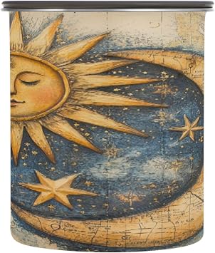 Food Storage Containers With Lids Stainless Steel Kitchen Pantry Organization And Storage Stackable Push Button Cereal Container 30oz Boho Vintage The Sun The Moon The Stars