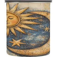 Food Storage Containers With Lids Stainless Steel Kitchen Pantry Organization And Storage Stackable Push Button Cereal Container 30oz Boho Vintage The Sun The Moon The Stars