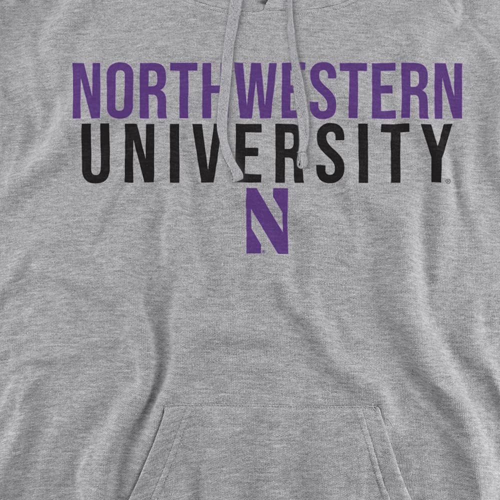 Northwestern University Official Stacked Unisex Adult Pull-Over Hoodie,Athletic Heather, Small - Image 2