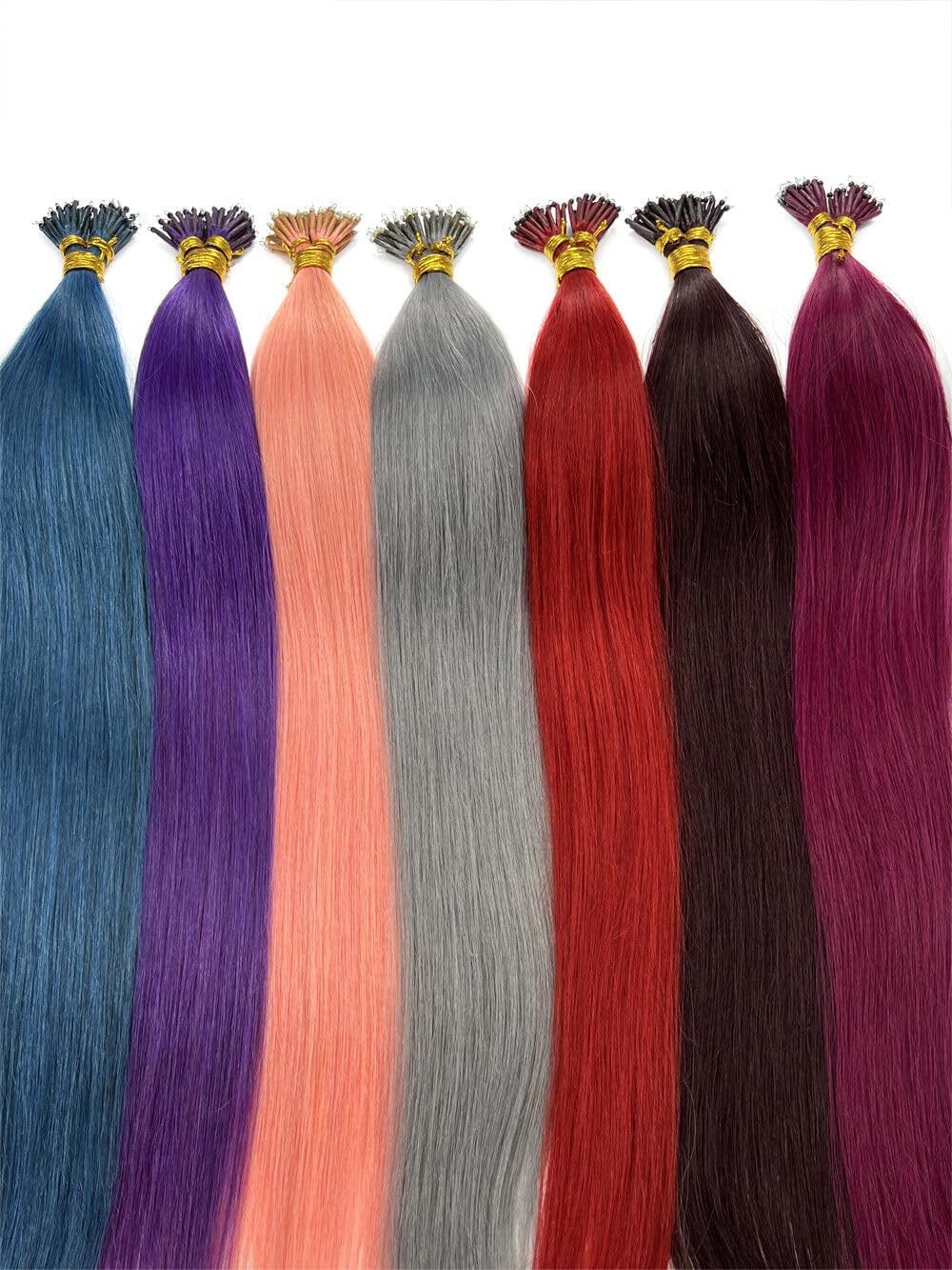 Nano Ring Tip Human Hair Extensions Blue Invisible Micro Nano Beads Link Remy Hair Colored for Highlight 18inch 50g 50s