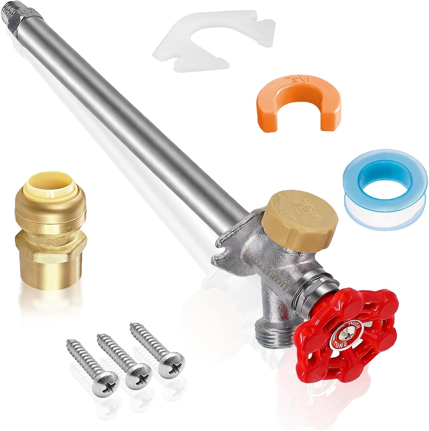 12 Inch Anti-Siphon Frost Free Sillcock Valve Multiturn 1/2 Inch NPT, 3/4 Inch Hose Bibb, Brass Body,Brass Valve 12 inch Length