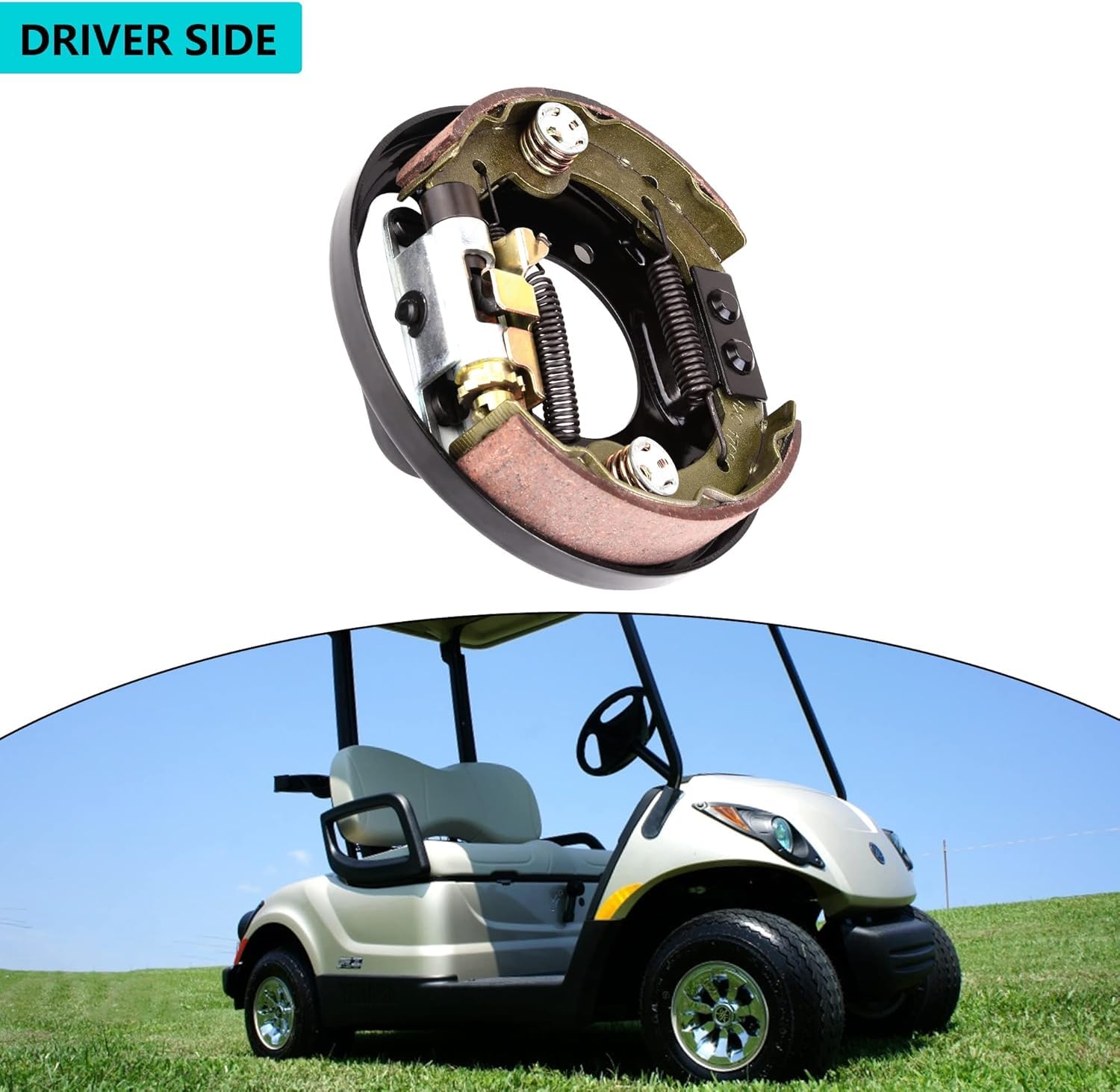 10L0L Golfwagen-Bremse mit Bremsbacken für EZGO TXT PDS & für Yamaha G9 G14 G16 G19 G20 G21 G22, Fahrerseite, OEM# 70998-G01