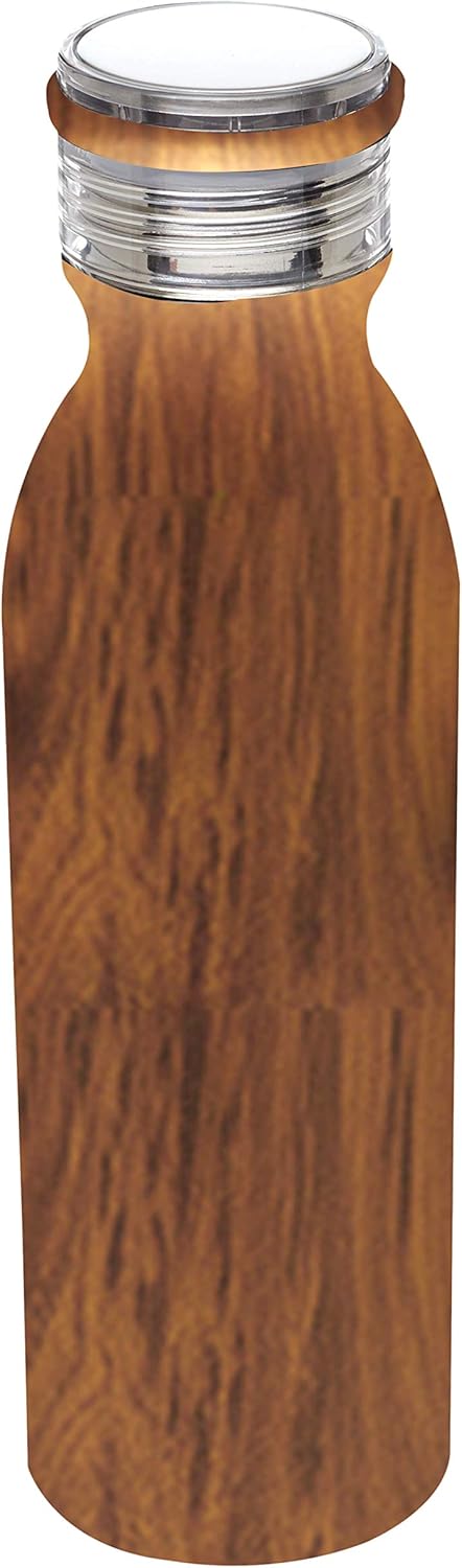 DISCOUNT PROMOS Stainless Steel Water Bottles by Echo 20 oz. Set of 6, Bulk Pack - Double Wall, Perfect for Coffee, Soda, Other Hot & Cold Beverages - Wood