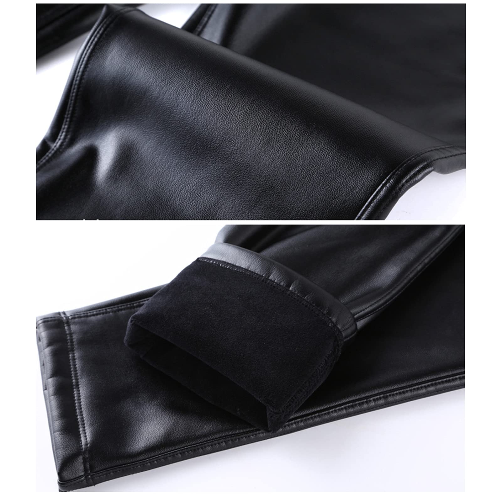 Pantaloni in Pelle da Moto Pantaloni in Morbida Pelle da Ciclismo Imbottiti più Velluto Addensato all'Interno, Impermeabile E Resistente all'Usura