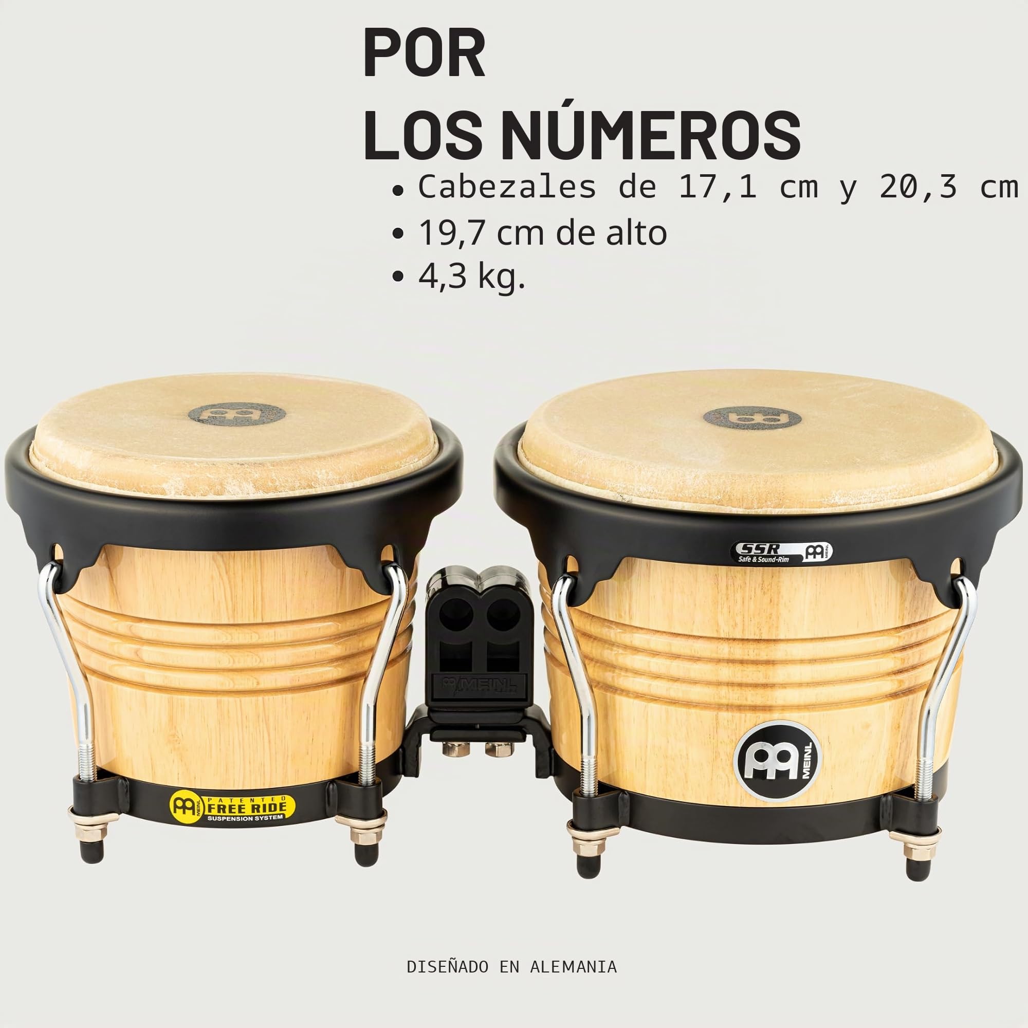 Meinl Percussion FWB190NT Series Free Ride Marathon juego de Bongo de madera