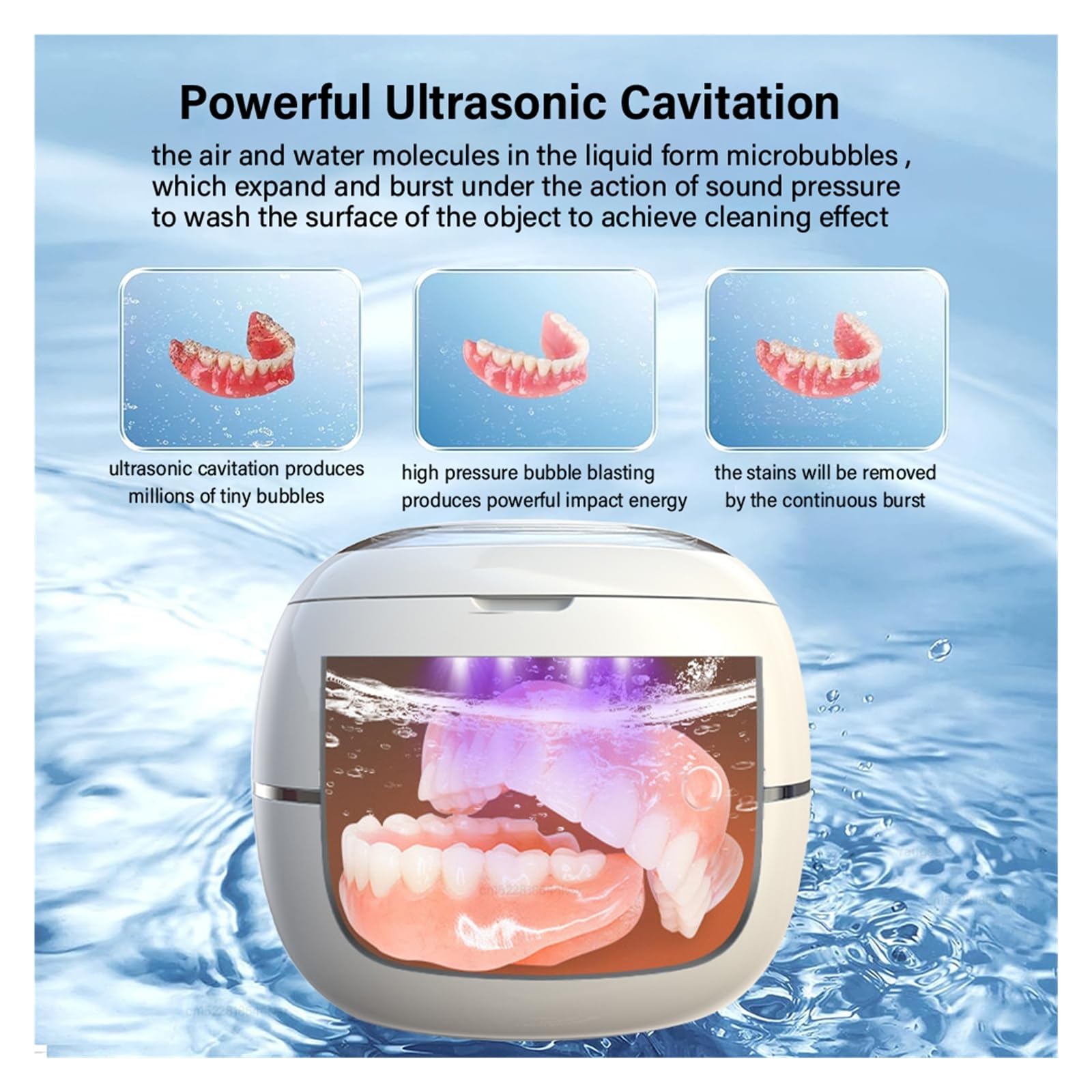 Pulitore ad ultrasuoni, Pulitore ad ultrasuoni for protesi dentarie Pulitore ad ultrasuoni for apparecchi di contenzione con luce UV Bagno di pulizia ad ultrasuoni