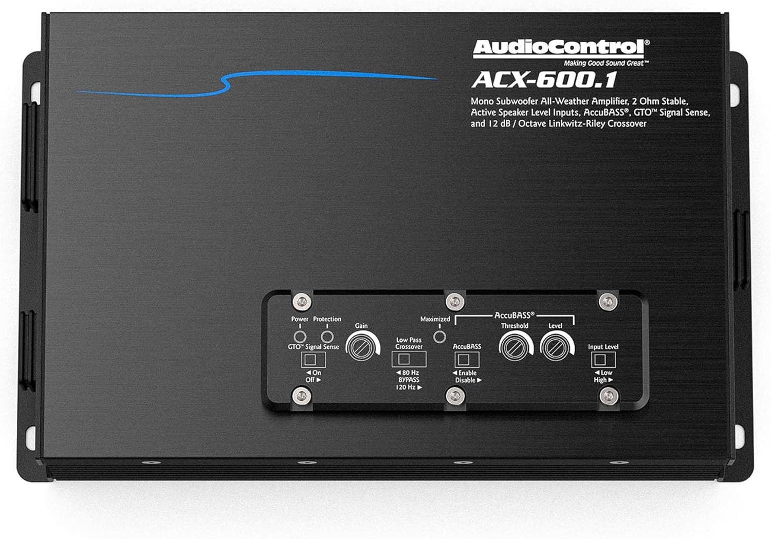 AudioControl ACX-300.4 4-Channel Powersports/Marine Amplifier — 50 watts RMS x 4 with AudioControl ACX-600.1 All Weather Monoblock Amplifier