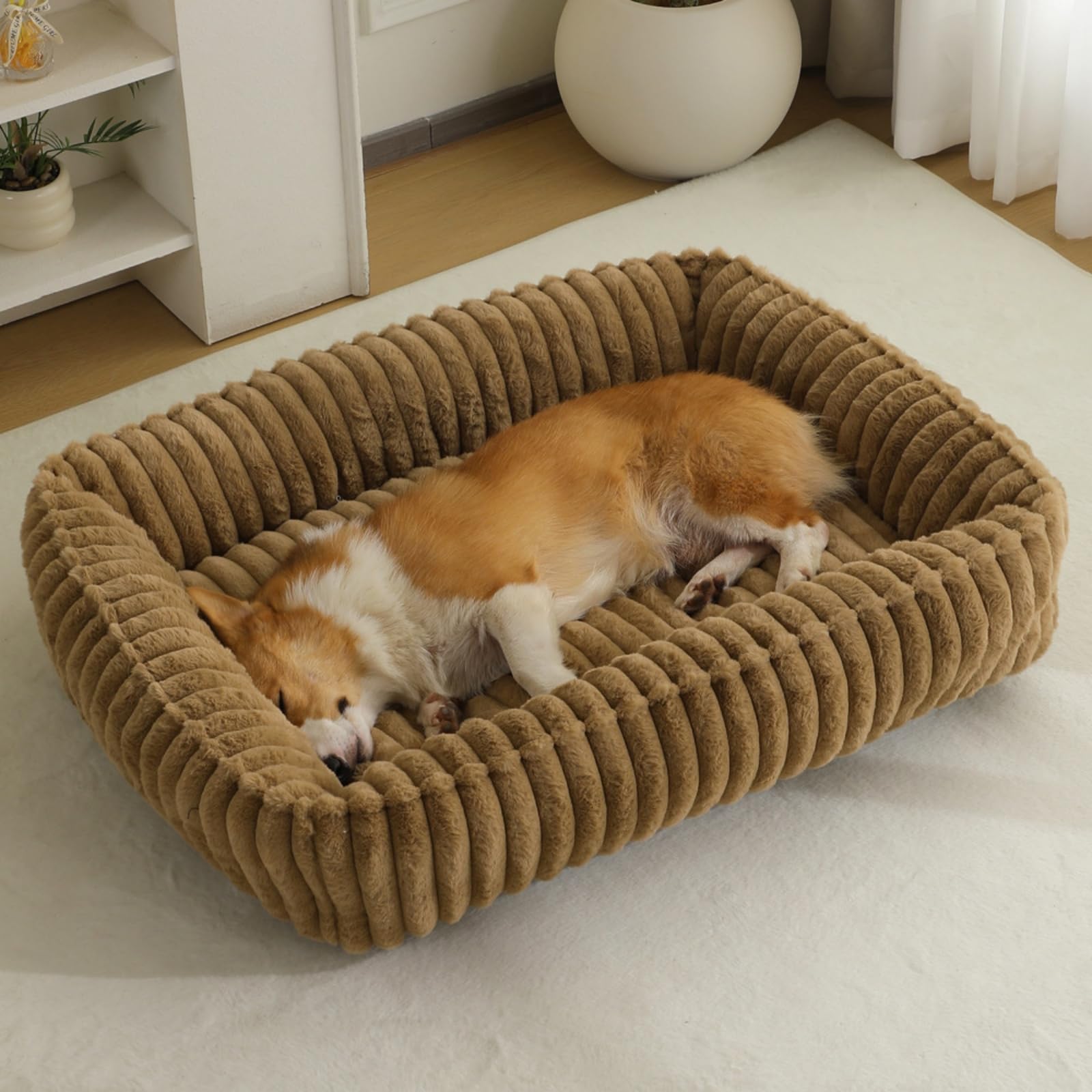 Hixingo Panier Chien Dehoussable Lavables S-XXL, Lit Chien Dehoussable Coussin Chat Doux et Confortable Tapis pour Animale Anti Stress pour Taille, Moyen, Petit (M59 Rose,L)