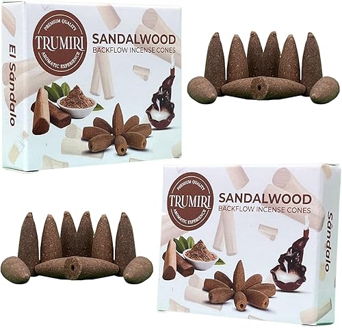 Conos de incienso de madera de sándalo, total de 20 conos de incienso en cascada, paquete doble de 10 conos de incienso de reflujo - Conos de