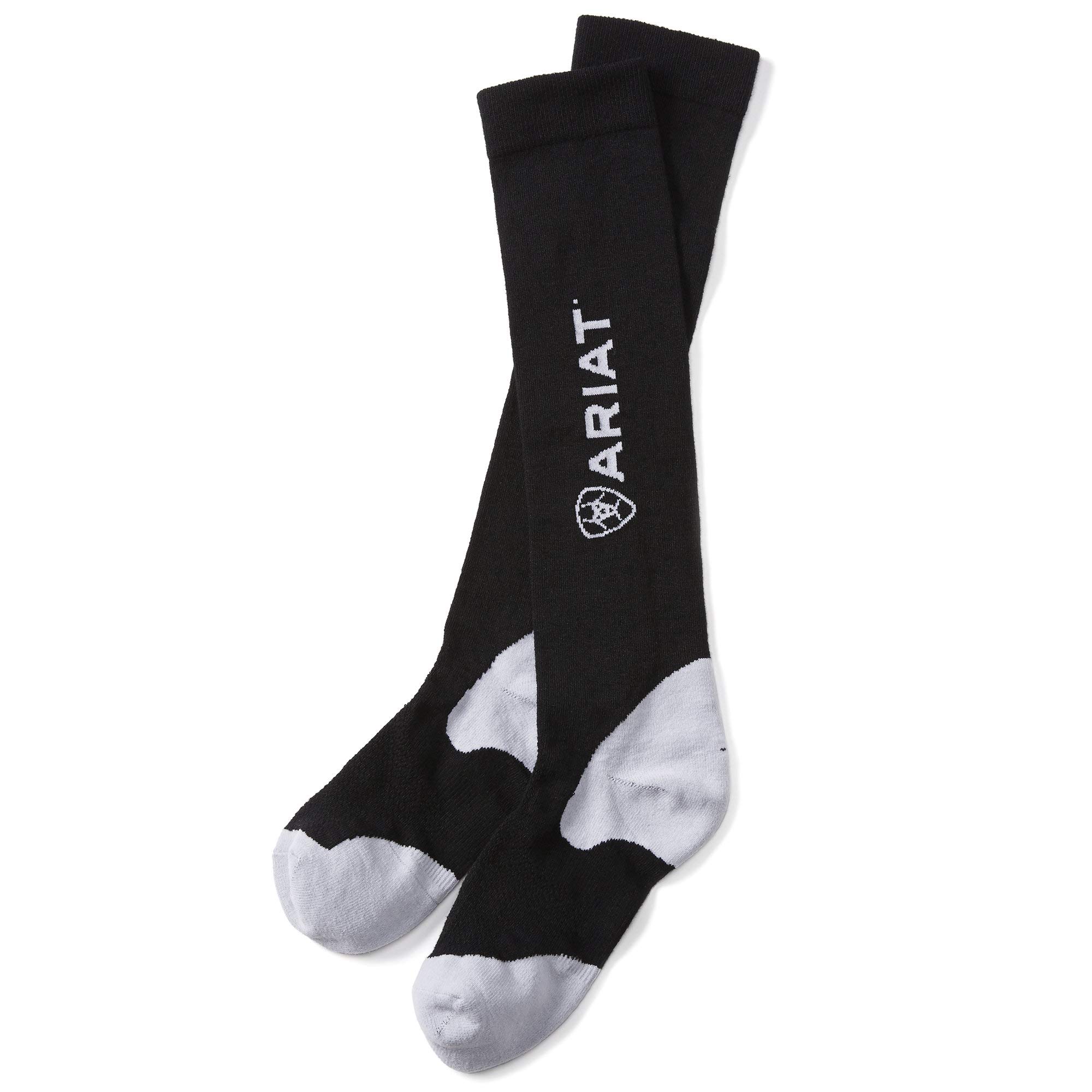 ARIAT Unisex Adult Ariattek Quick-dry Arch Support Cushioned Long Performance Riding Socks, Black, Medium