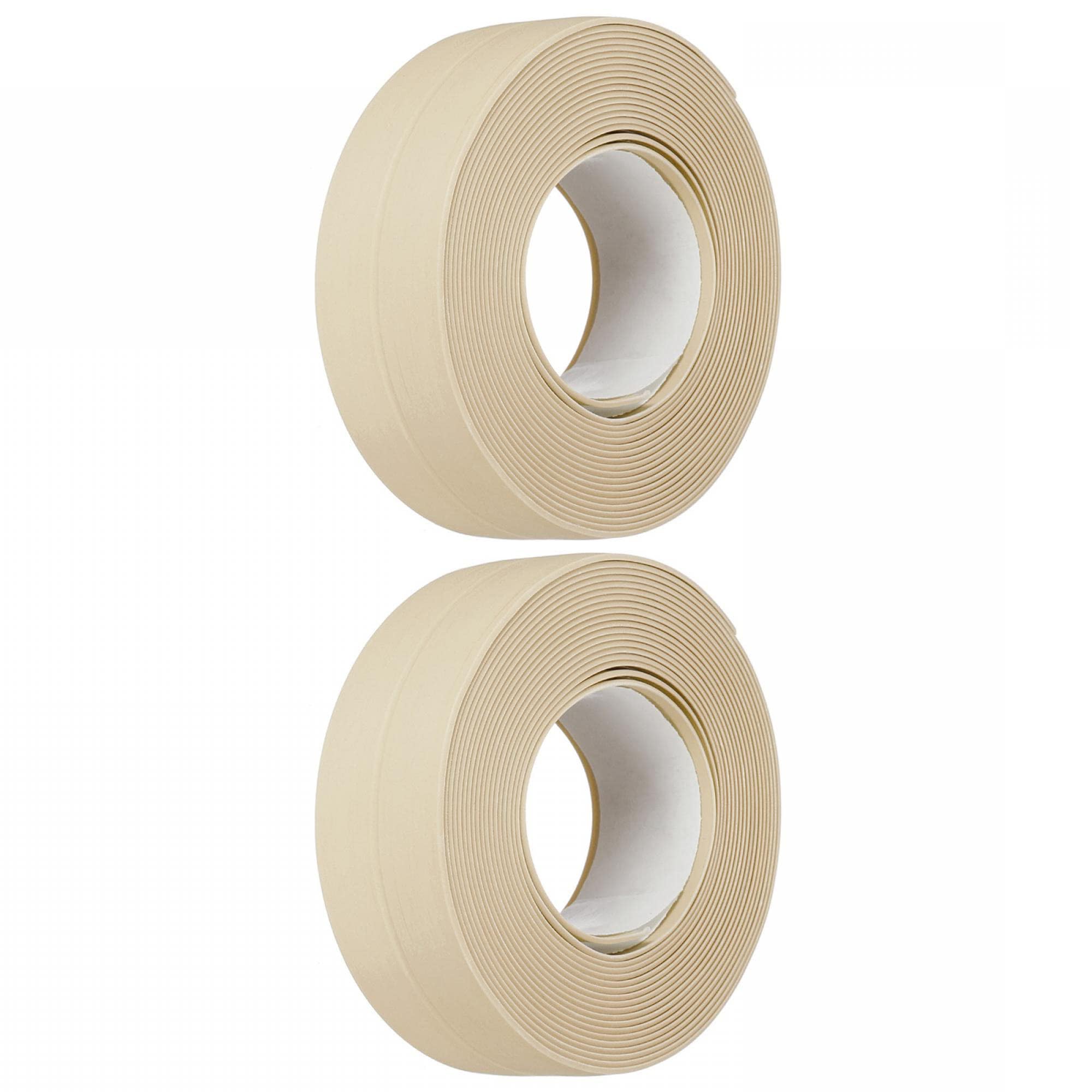 TA-VIGOR Waterproof Seal Caulk Strip Tape Self Adhesive PVC Sealing Tape, Kitchen Bathroom Sink Bathtub Toilet Wall Corner Gap, Mould Proof Flexible Trim Easy to Cut – Beige 22mm x 3.2m 2Pcs