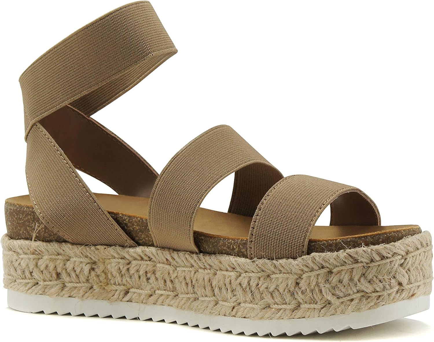  | Soda Spring ~ Slip On Espadrille Platform Wedge Sandals with elastic ankle strap | Platforms & Wedges