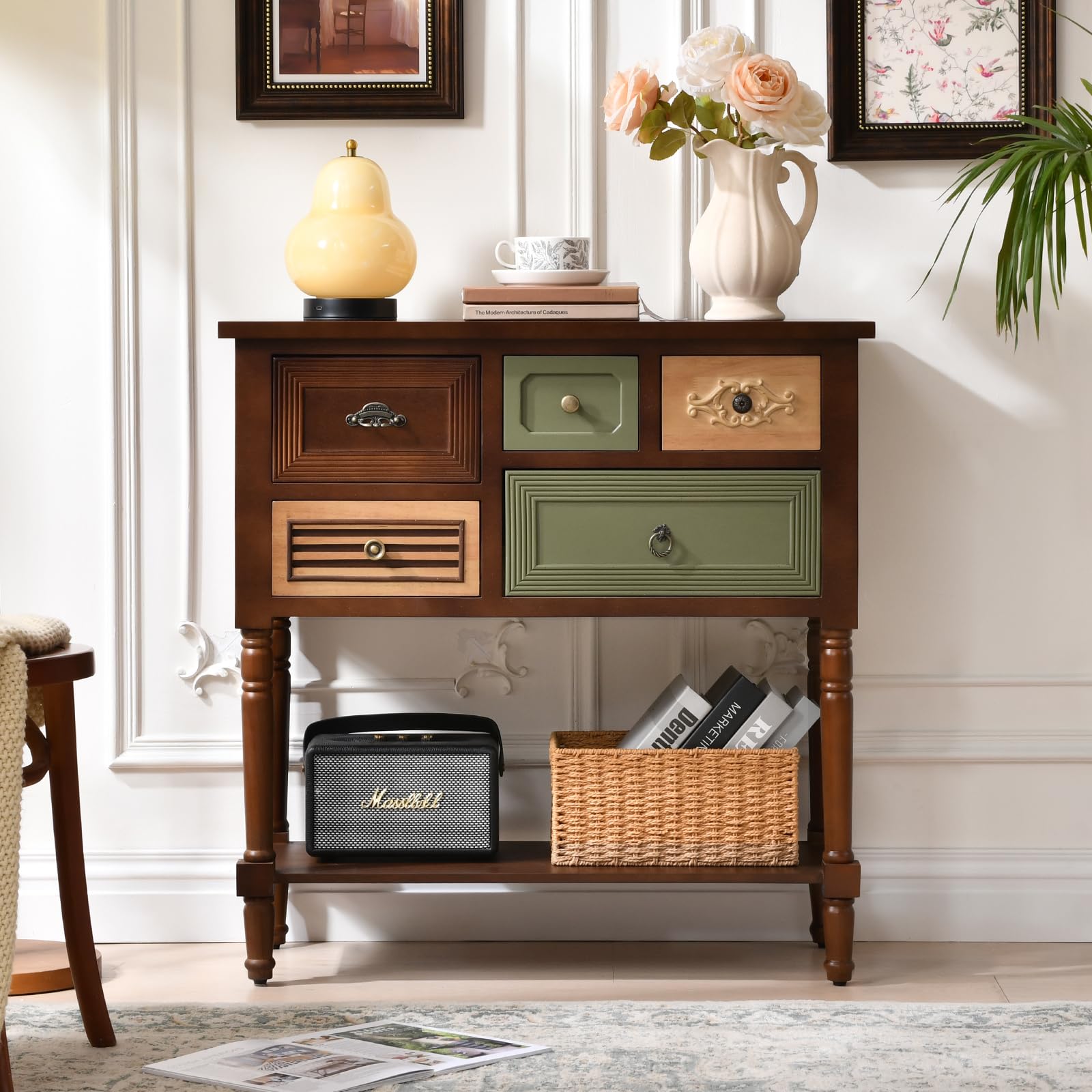 Ahokua Vintage Accent Cabinet with 5 Drawers